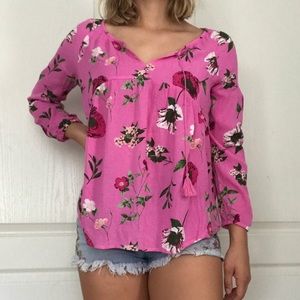 Pink floral blouse